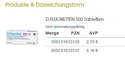 Quy cách mã vạch của D- Flouretten 500 IE