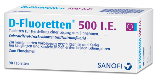 Viên uống bổ sung D- Flouretten 500 IE hộp 90 viên của Đức