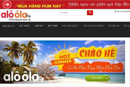 Hình ảnh website siêu thị trực tuyến Aloola
