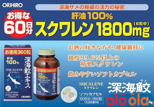 Viên uống dầu gan cá 100% Squalene Orihiro 360 viên Nhật bản