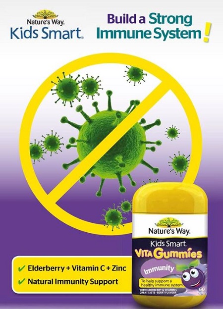 Kẹo Vita Gummies Cold & Flu Natures Way hỗ trợ phòng ngừa cảm cúm cho bé
