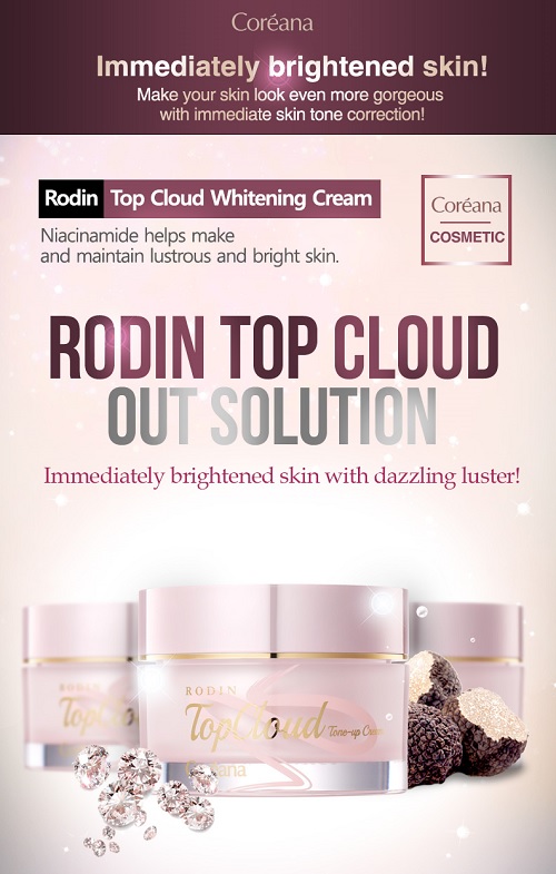 Kem nâng tone và dưỡng trắng hương hoa Rodin Topcloud Tone – Up Cream