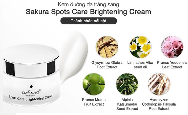 Kem dưỡng trắng da Sakura Spots Care Brightening Cream Nhật Bản