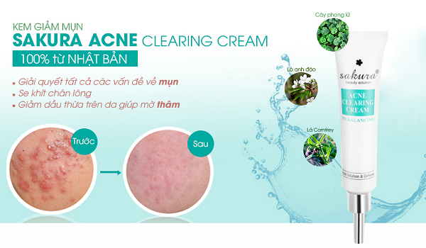 Kem làm giảm và ngừa mụn Sakura Acne Clearing Cream Nhật Bản