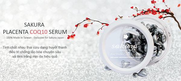 Serum dưỡng trắng & chống lão hóa Sakura Placenta CoQ10 Serum Nhật Bản