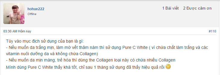 Chia sẻ về sử dụng viên trắng da Pure C White 240 viên Nhật Bản 