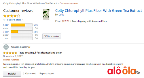 Colly Chlorophyll Plus Fiber review trên amazon