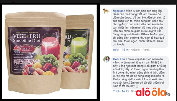 Review sản phẩm Vege Fru Smoothie Diet trên facebook