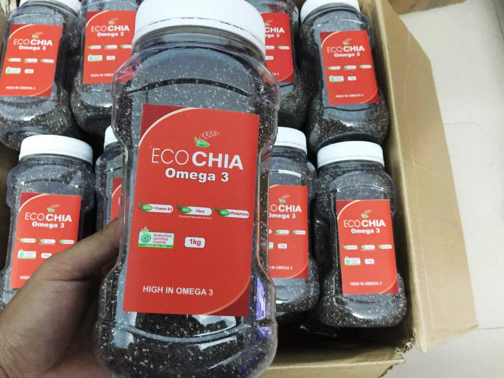 Mặt trước Hạt Eco Chia Omega 3 - Hạt Chia cao cấp của Úc hộp 1kg