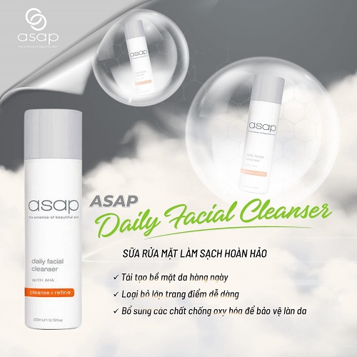 asap daily facial cleanser giúp làm sạch mà không gây hại cho làn da