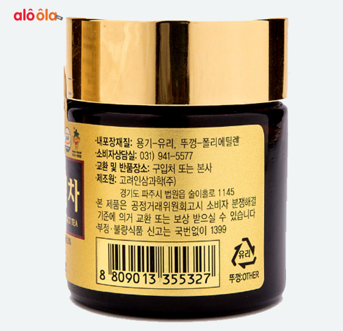 hình ảnh mặt sau hộp cao hồng sâm korean red ginseng extract tea 100g