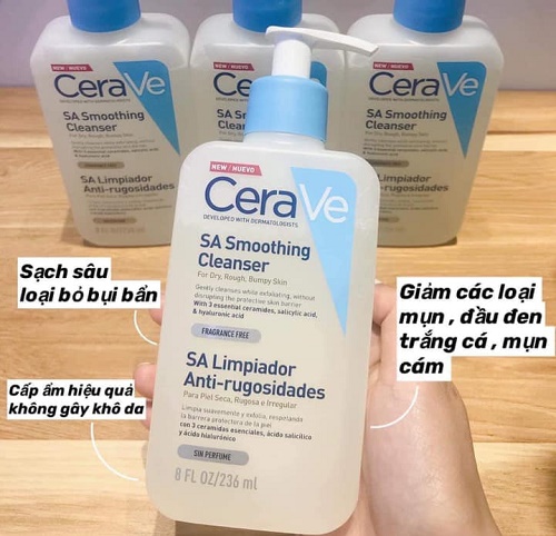 cerave sa smoothing cleanser giúp làm sạch da