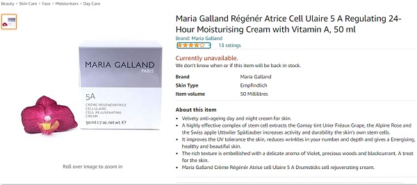 Kem trẻ hóa tế bào gốc Maria Galland 5A Cell Rejuvenating Cream 50ml