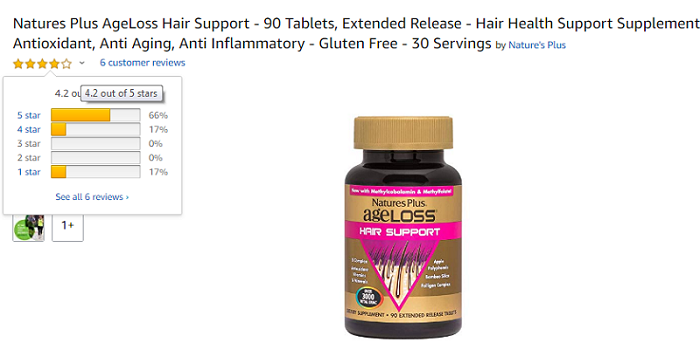 Reviews Natures Plus Ageloss Hair Support – Viên Uống Trẻ Hóa Mái Tóc