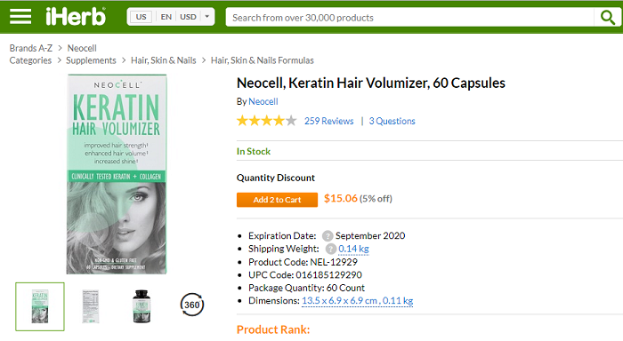 Reviews Viên Uống Mọc Tóc Neocell Keratin Hair Volumizer Của Mỹ