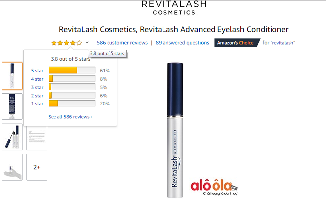 Review dưỡng mi Revitalash Advanced trên Amazon.com