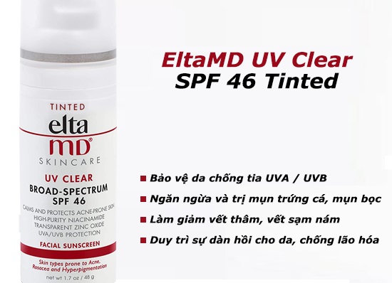 công dụng của  EltaMD UV Clear Tinted Broad-Spectrum SPF 46