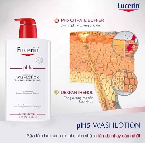 sữa tắm eucerin ph5 washlotion giúp làm sạch và dưỡng da khỏe đẹp