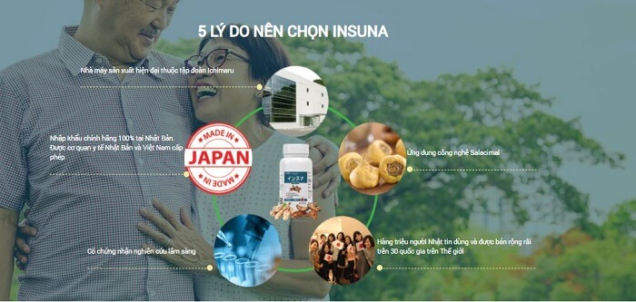 Viên tiểu đường Insuna Nhật Bản hộp 120 viên