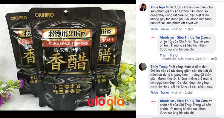 chia sẻ của khách hàng aloola về dấm đen giảm cân orihiro