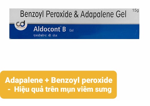 Kem trị mụn Benzoyl Peroxide & Adapalene Gel Aldocont B 15g