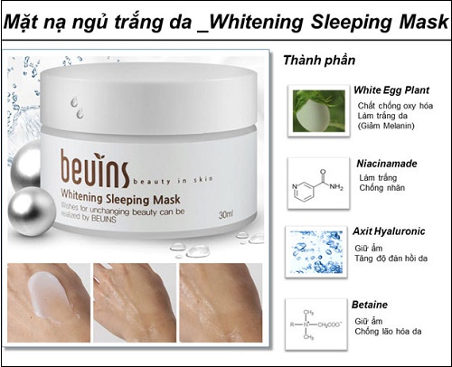 Mặt nạ ngủ dưỡng trắng da Beuins Whitening Sleeping Mask 30ml