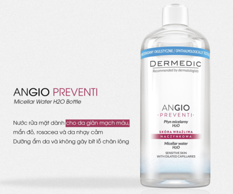 Nước rửa mặt Dermedic Angio Preventi Micellar Water H2O