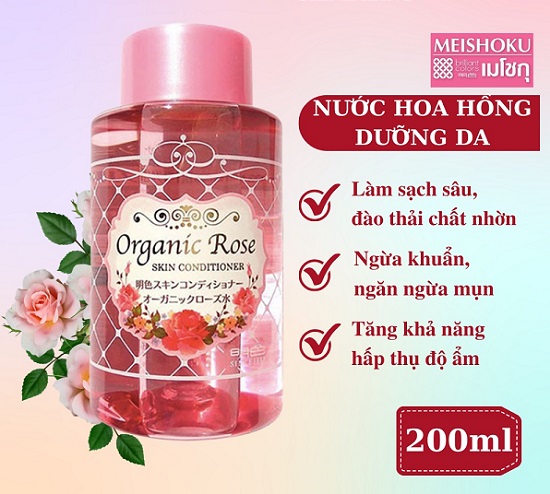 Nước hoa hồng Meishoku Organic Rose Skin Conditioner 200ml