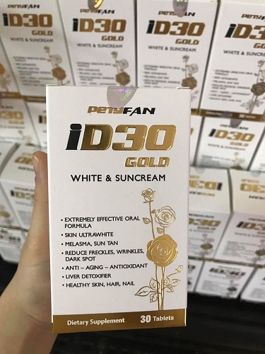 Viên uống trắng da chống nắng ID30 Gold White & Suncream Petyfan 30 viên