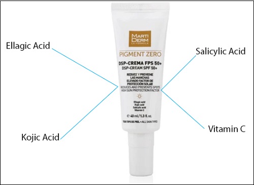martiderm pigment zero dsp fps50+ cream chứa các thành phần an toàn cho làn da