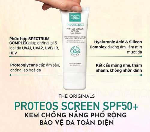 thành phần của martiderm the originals proteos screen spf50+ fluid cream