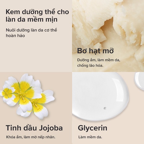 thành phần của kem dưỡng thể paulas choice daily replenishing body cream 