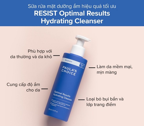 công dụng của paulas choice resist optimal results hydrating cleanser 
