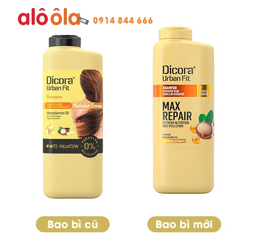 Dầu gội dầu Macadamia dành cho tóc hư tổn Dicora Urban Fit 400ml