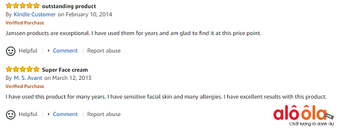 Janssen Cosmetics Reviews trên Amazon