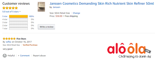Janssen Rich Nutrient Skin Refiner  review trên Amazon