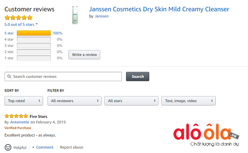 Review sữa rửa mặt Janssen trên Amazon