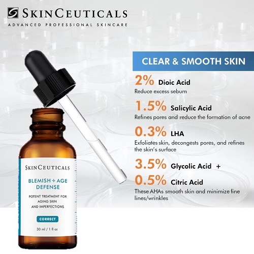 thành phần chính của serum  skinceuticals blemish + age defense 30ml