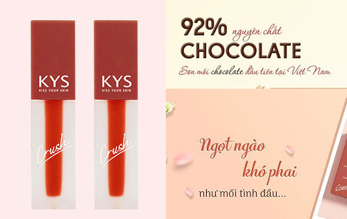 son KYS Chocolate đỏ cam được chiết xuất từ 92% chocolate nguyên chất