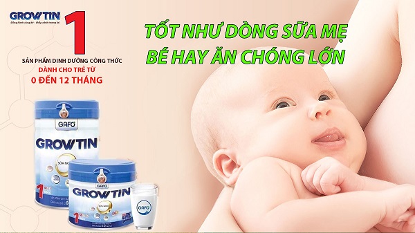 Sữa bột cho bé Gafo Growtin 1, từ 0-12 tháng tuổi (lon 800g)