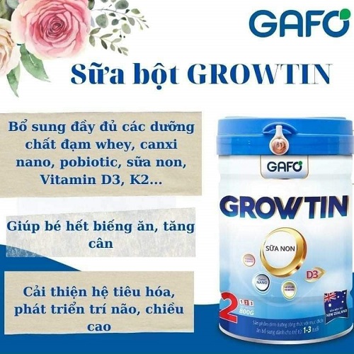Sữa Gafo Growtin 2: Dinh dưỡng cho trẻ từ 1-3 tuổi, lon 800g