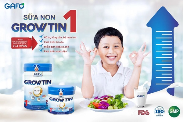 Sữa non Gafo Growtin 1 cho trẻ từ 0-12 tháng tuổi set 20 túi
