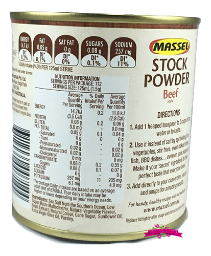 Hạt nêm Massel Stock Powder Beef hương vị bò 168g