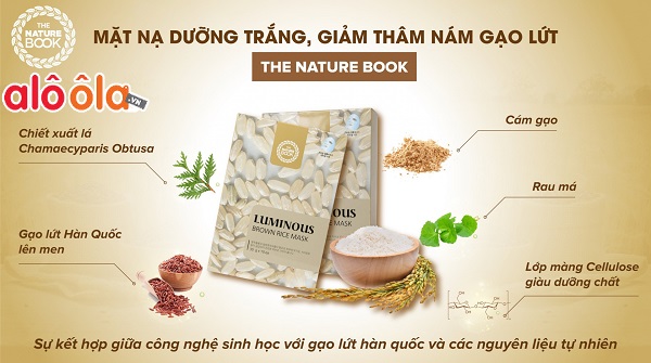 Mặt nạ The Nature Book Luminous Brown Rice Mask dưỡng trắng, giảm thâm nám