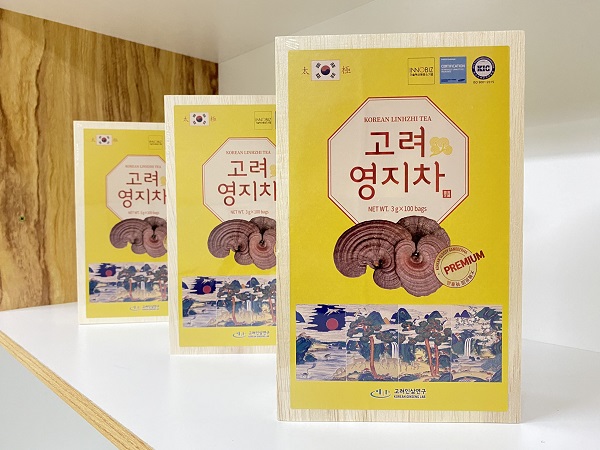 Trà linh chi Hàn Quốc 100 gói - Korean Linhzhi Tea hộp gỗ