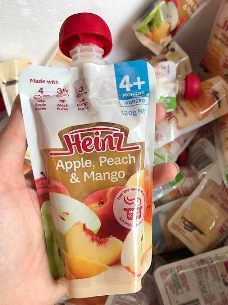 heinz apple peach mango dành cho trẻ từ 4 tháng trở lên
