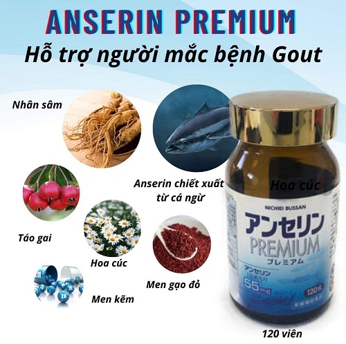 Viên Gout Nichiei Bussan Anserine Premium Nhật Bản 120 viên