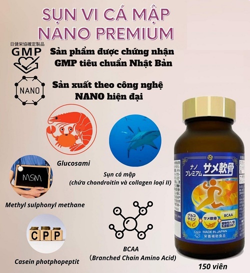 Sụn cá mập Nano Premium Nichiei Bussan bồi bổ xương khớp