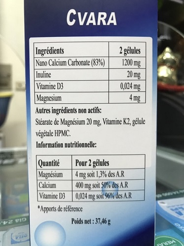 Viên uống CVARA Nano Calcium hỗ trợ phòng chống loãng xương lọ 60 viên